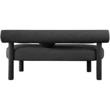Pemberly Row Modern/Contemporary Black Boucle Bench