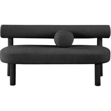 Pemberly Row Modern/Contemporary Black Boucle Bench