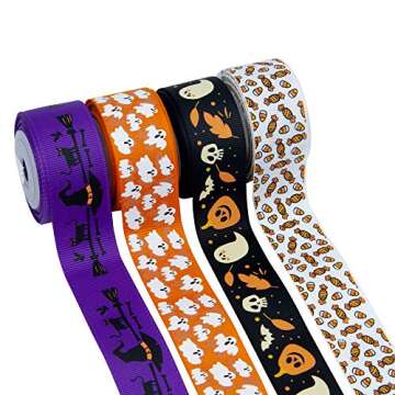 VATIN 40 Yards 1" Wide Halloween Ribbon Appliques Craft Party Decoration Pumpkin Ghost Skull Wizard ...