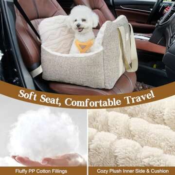 Pawaboo Small Dog Car Seat -Extra Soft- Dog Bed Car Seat for Small Dogs, Puppy Seat for Car with Fix...