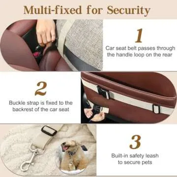 Pawaboo Small Dog Car Seat -Extra Soft- Dog Bed Car Seat for Small Dogs, Puppy Seat for Car with Fixed Buckle and Safety Leash, Thickened Dog Bed Car Seat, Pet Travel Carrier Bed Up to 25lbs