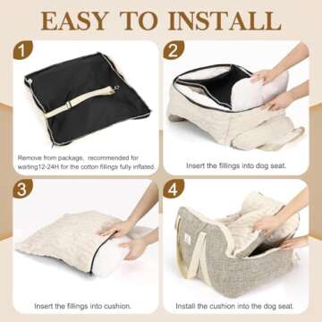 Pawaboo Small Dog Car Seat -Extra Soft- Dog Bed Car Seat for Small Dogs, Puppy Seat for Car with Fixed Buckle and Safety Leash, Thickened Dog Bed Car Seat, Pet Travel Carrier Bed Up to 25lbs