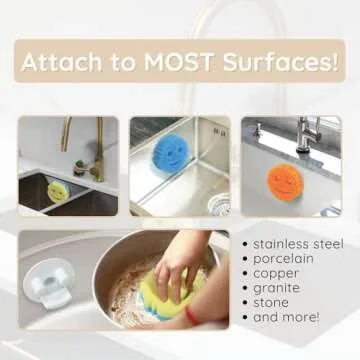 The Daddy Caddy - Kitchen Sink Sponge Holder with Suction Cup - Smiley Face Organizer Keeps Mommy and Daddy Clean and Dry - Scrub Caddy by Storage Theory (White, 1 Pack)