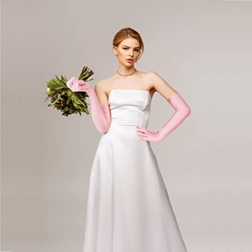 Elegant 22-Inch Long Satin Gloves for Weddings & More