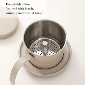 Vietnamese Coffee Filter Set Pour Over Vietnamese Coffee Dripper Stainless Steel Traditional Drip Co...