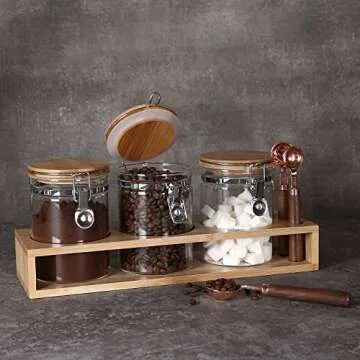 KKC Airtight Glass Jars for Coffee, Tea & Sugar Storage