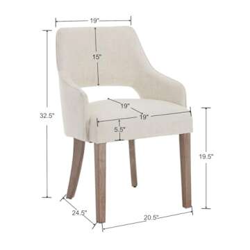 DM Furniture Linen Dining Chairs Set of 4 Upholstered Accent Chairs Side Chair with Wood Legs for Li...