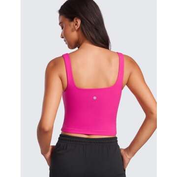 CRZ YOGA Womens Butterluxe Double Lined Square Neck Tight Tank Tops Sleeveless Workout Cropped Casua...