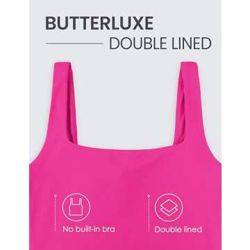 CRZ YOGA Womens Butterluxe Double Lined Square Neck Tight Tank Tops Sleeveless Workout Cropped Casual Yoga Fitted Shirts Hibiscus Purple Small