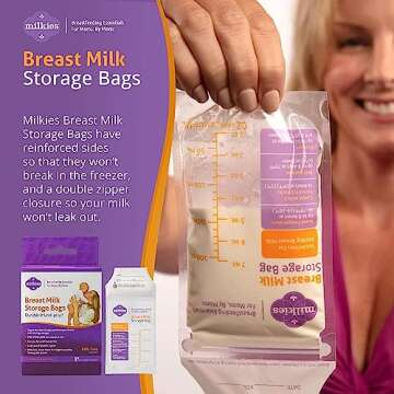 Fairhaven Health Milkies Breast Milk Storage Bags, 50 Count, Presterilized and BPA Free, No Leak and...