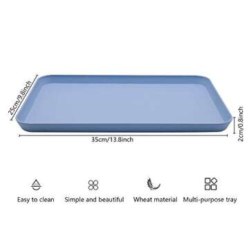 4PCS 4Colors Large Wheat Straw Tray Set, Unbreakable Lightweight Dinner Dishes for Restaurant, Micro...