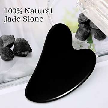rosenice Gua Sha Facial Tools Black Guasha Tool Gua Sha Jade Stone for Face Skincare Facial Body Ten...