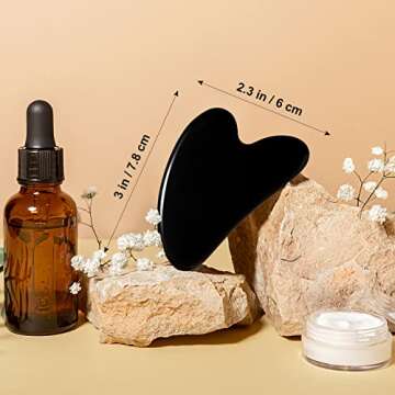 rosenice Gua Sha Facial Tools Black Guasha Tool Gua Sha Jade Stone for Face Skincare Facial Body Tensions Reduce Puffiness Festive Gifts