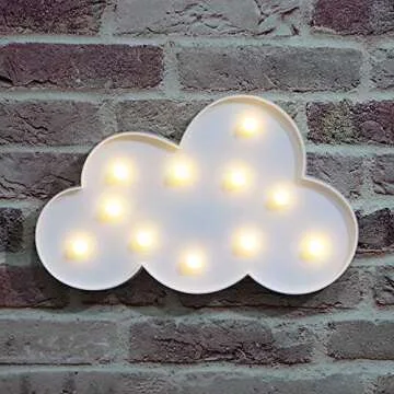 White LED Cloud Marquee Signs, Light Up Cloud Decorative Signs Hanging Hole Nursery Room Cloud Night Light for Baby Shower, Party Supply, Christmas Decor-Cloud(White)