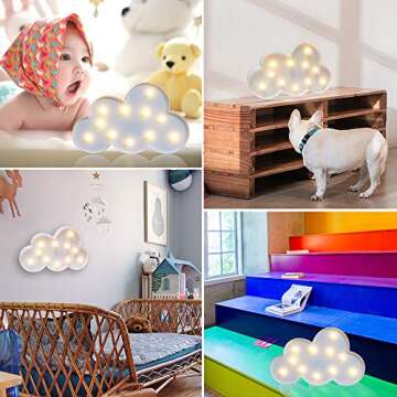 White LED Cloud Marquee Signs, Light Up Cloud Decorative Signs Hanging Hole Nursery Room Cloud Night Light for Baby Shower, Party Supply, Christmas Decor-Cloud(White)