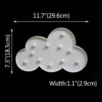 White LED Cloud Marquee Signs, Light Up Cloud Decorative Signs Hanging Hole Nursery Room Cloud Night Light for Baby Shower, Party Supply, Christmas Decor-Cloud(White)