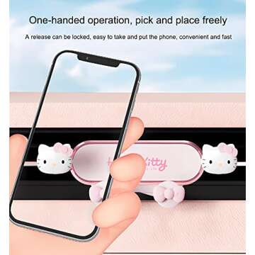 Zmioviq Car Phone Holder Mount for Women [Cute Pink], 2023 Upgrade Gravity Car Phone Mount with Sturdy Air Vent Clip Auto Lock Cell Phone Holder Mount for iPhone Samsung & All Phones