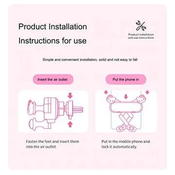 Zmioviq Car Phone Holder Mount for Women [Cute Pink], 2023 Upgrade Gravity Car Phone Mount with Sturdy Air Vent Clip Auto Lock Cell Phone Holder Mount for iPhone Samsung & All Phones