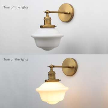 Pathson Vintage Wall Sconce Lamp with Milk White Glass Shade, Rustic Style Bathroom Wall Vanity Lighting for Living Room Bedroom Kitchen