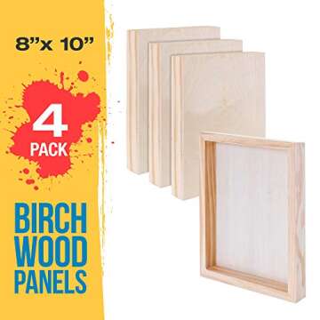 U.S. Art Supply 8" x 10" Birch Wood Paint Pouring Panel Boards, Gallery 1-1/2" Deep Cradle (Pack of ...