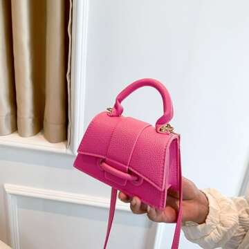 Mini Cute Hot Pink Purses for Women Y2K Small Top Handle Crossbody Bag Stylish Clutch Handbag with S...