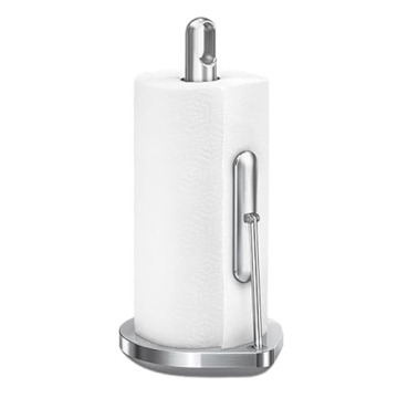 simplehuman Tension Arm Standing Paper Towel Holder, Heavy-Duty, Easy One-Handed Tear, Countertop Ki...