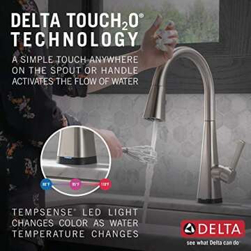 Delta Faucet Lenta Touch Kitchen Faucet - Brushed Nickel with Touch2O Technology