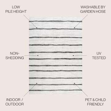 JONATHAN Y SMB125D-8 Colonia Berber Stripe Indoor/Outdoor 8 ft. x 10 ft. Area Rug, Contemporary, Boh...