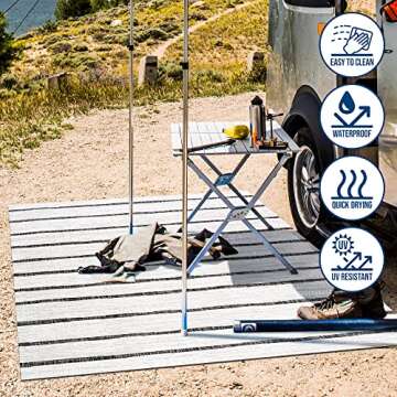 JONATHAN Y SMB125D-8 Colonia Berber Stripe Indoor/Outdoor 8 ft. x 10 ft. Area Rug, Contemporary, Bohemian, Minimalistic, Rustic, Pet Friendly, Stain Resistant, Bedroom, Backyard, Patio, Ivory/Black