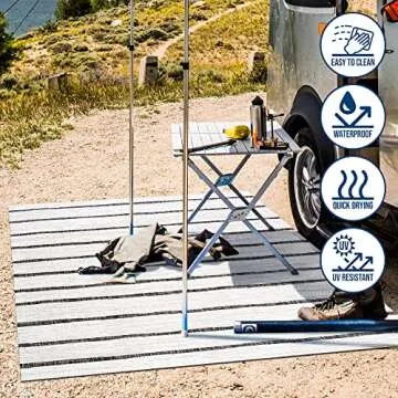 JONATHAN Y SMB125D-8 Colonia Berber Stripe Indoor/Outdoor 8 ft. x 10 ft. Area Rug, Contemporary, Bohemian, Minimalistic, Rustic, Pet Friendly, Stain Resistant, Bedroom, Backyard, Patio, Ivory/Black