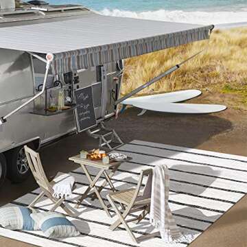 JONATHAN Y SMB125D-8 Colonia Berber Stripe Indoor/Outdoor 8 ft. x 10 ft. Area Rug, Contemporary, Bohemian, Minimalistic, Rustic, Pet Friendly, Stain Resistant, Bedroom, Backyard, Patio, Ivory/Black