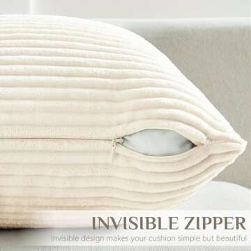 Softalker Decorative Throw Pillow Covers 16 x 16, Set of 4, Soft Corduroy Solid Striped Pillow Cover, Modern Decor Cushion Pillow Cases for Couch Sofa Bedroom Living Room, Caramel