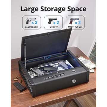 VIFOOKMIT Gun Safe,Biometric Gun Safes for Pistols with 36 Months Standby Time,Handgun Safe for Storage in Drawers/Wall-Mounted/Bedside/Car,Quick Access to Unlock with Fingerprint