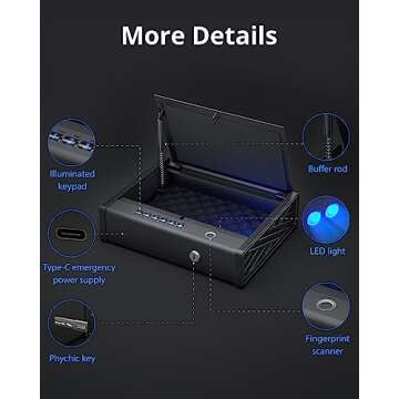 VIFOOKMIT Gun Safe,Biometric Gun Safes for Pistols with 36 Months Standby Time,Handgun Safe for Storage in Drawers/Wall-Mounted/Bedside/Car,Quick Access to Unlock with Fingerprint