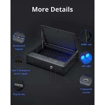 VIFOOKMIT Gun Safe,Biometric Gun Safes for Pistols with 36 Months Standby Time,Handgun Safe for Storage in Drawers/Wall-Mounted/Bedside/Car,Quick Access to Unlock with Fingerprint