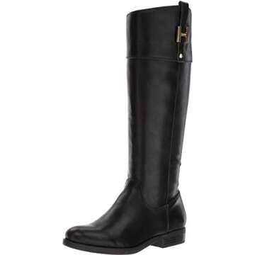 Tommy Hilfiger Women's Shyenne 3 Equestrian Boot, Black, 6