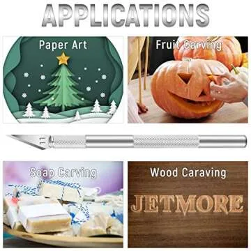Jetmore 10 Pack Exacto Knife Set, Stainless Steel Craft Knife Kit for Pumpkin Carving, DIY, Art, Cutting, Stencil