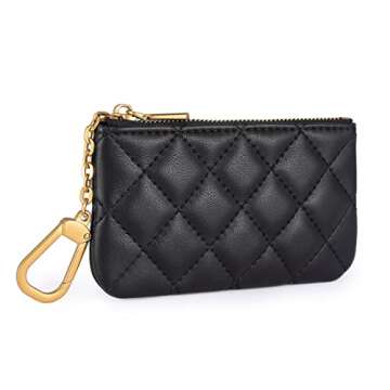 Mossruta Premium Genuine Full Grain Leather Mini Coin Purse Keychain Pouch Card Holder for Men Women...