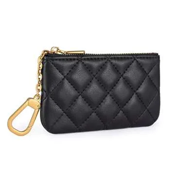 Mossruta Premium Genuine Full Grain Leather Mini Coin Purse Keychain Pouch Card Holder for Men Women...