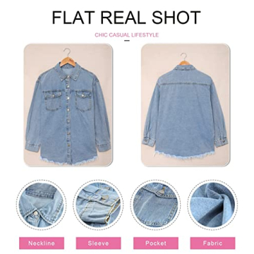 Dokotoo Women's Oversized Distressed Denim Jacket