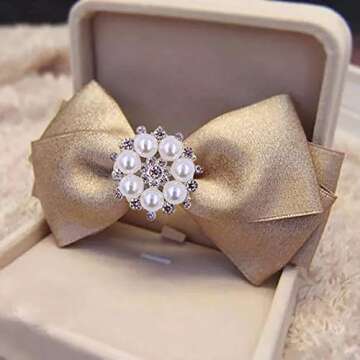 Pearl Rhinestone Buttons18pcs Rhinestone Pearl Embellishments Pearl Brooch Alloy Pendants for Jewelry Making Clothes Bags Shoes Supplies and Wedding Bouquet DIY