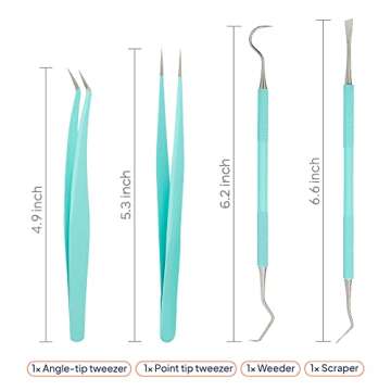 Premium Vinyl Weeding Tool Kit - Precision Stainless Steel Weeder - Hook and Pick with Fine Tweezers Crafting Set - by iVyne