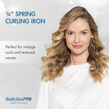 BaBylissPRO Nano Titanium Spring Curling Iron, 3/4" Professional Spring Hair Curler for Long Lasting Curls & All Hair Types