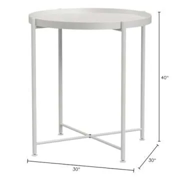 Tray Metal End Table Round Design with Removable Tray