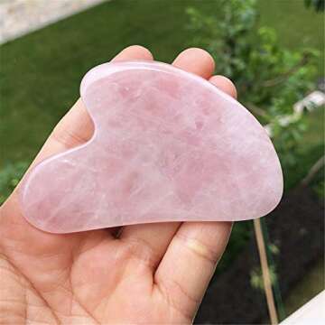 Mndrlin Natural Rose Quartz Crystal Jade Gua Sha Scraping Facial Massage Tool, Stone Scraping Scrape...