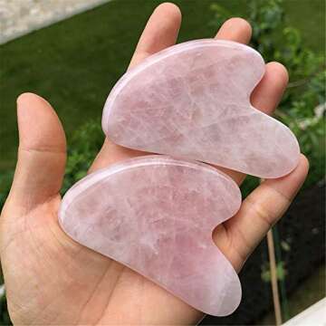 Mndrlin Natural Rose Quartz Crystal Jade Gua Sha Scraping Facial Massage Tool, Stone Scraping Scraper Board for SPA Reduce Fine Lines and Wrinkles Women Men