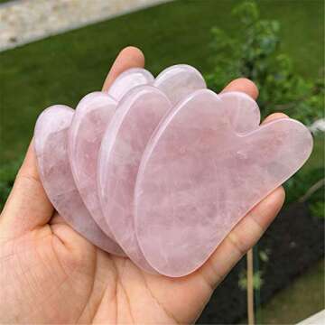 Mndrlin Natural Rose Quartz Crystal Jade Gua Sha Scraping Facial Massage Tool, Stone Scraping Scraper Board for SPA Reduce Fine Lines and Wrinkles Women Men