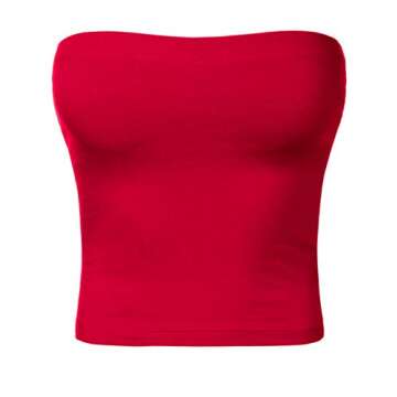 HATOPANTS Tube Crop Shapewear Tops Strapless Cute Sexy Cotton Basic Casual Ruby S