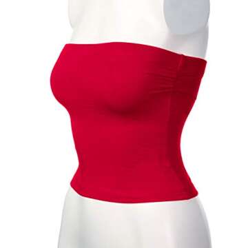 HATOPANTS Tube Crop Shapewear Tops Strapless Cute Sexy Cotton Basic Casual Ruby S
