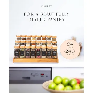 Stylish FINESSY Glass Spice Jars with Bamboo Lids